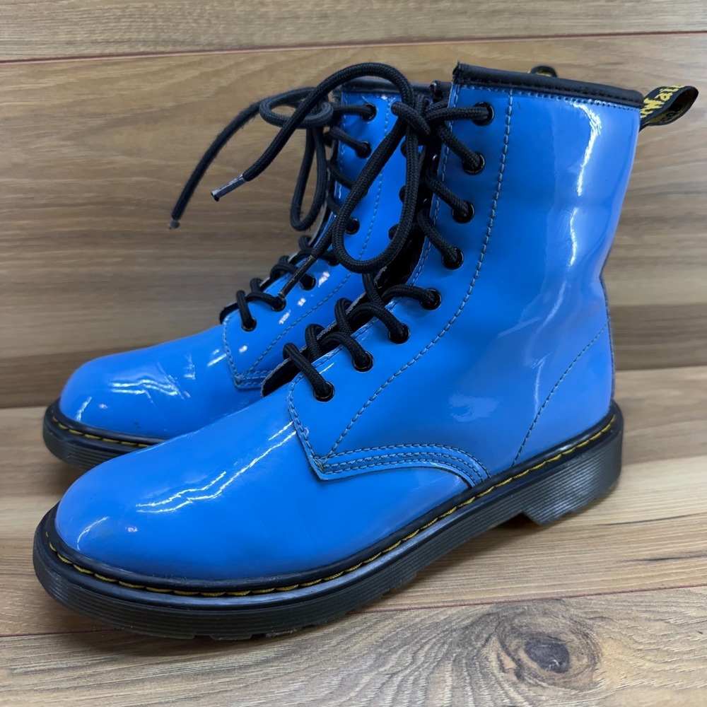 Dr Martens Youth Girls Zavala Boots 5 EU 37 Blue Patent Leather Casual Punk Zip - Picture 3 of 11